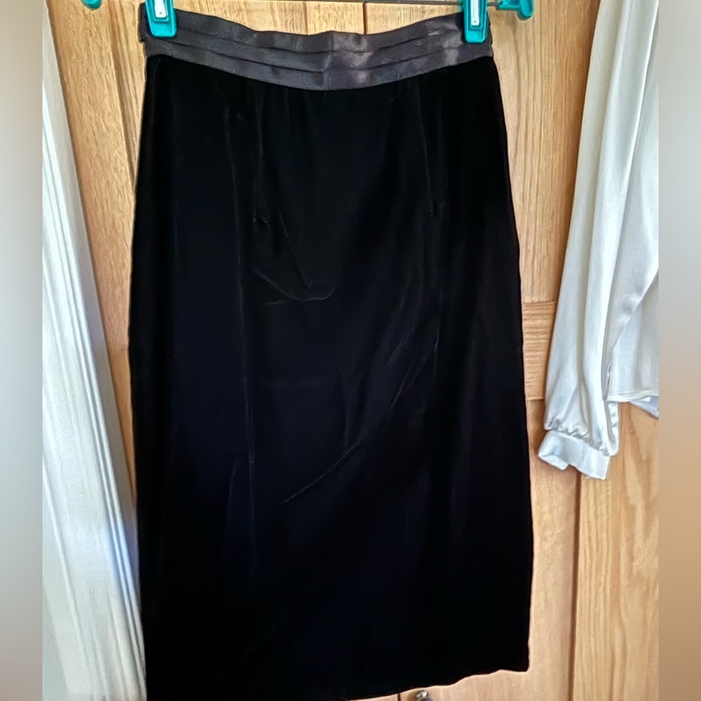 Vintage Gunne Sax Black Velvet Skirt with Button Detail